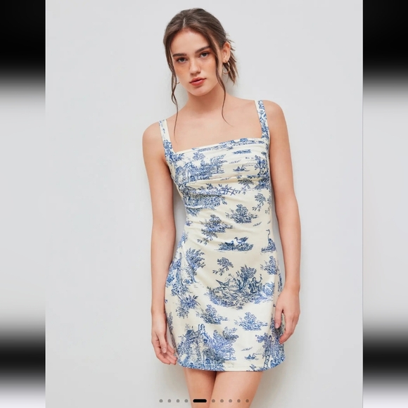 Cider Dresses & Skirts - Cider Toile de Jouy Ruched Mini Dress NWT Sz 0xl